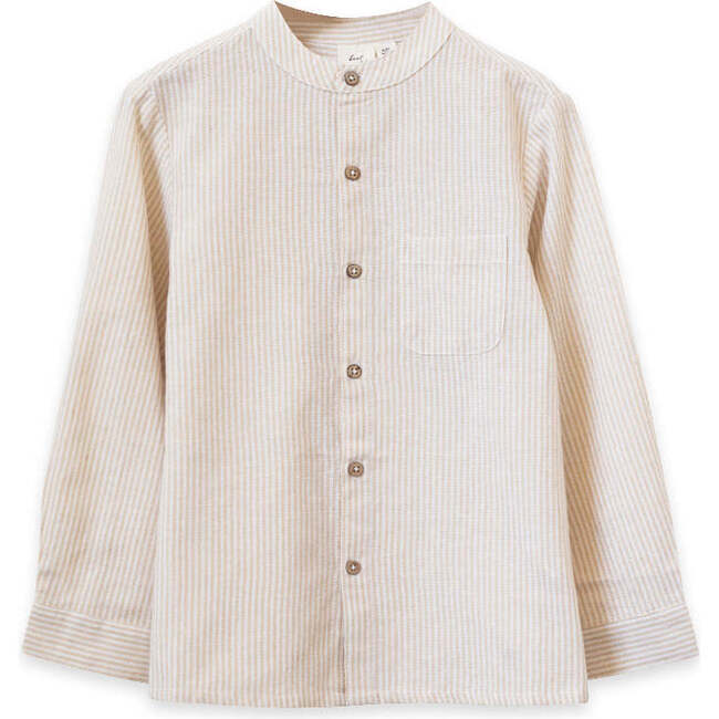 Long Sleeves Shirt, Oatmeal Stripe - Shirts - 1