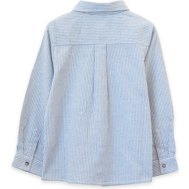 Collar Long Sleeves Shirt, Blue Stripe - Shirts - 2