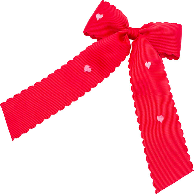 Scalloped Ombre Hearts Bow, Red