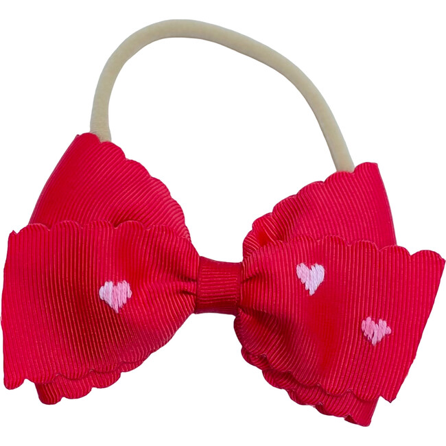 Scalloped Ombre Hearts Lottie Hairtie, Red