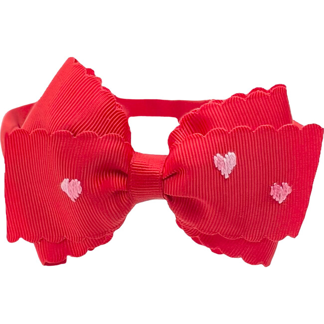 Scalloped Ombre Hearts Headband, Red