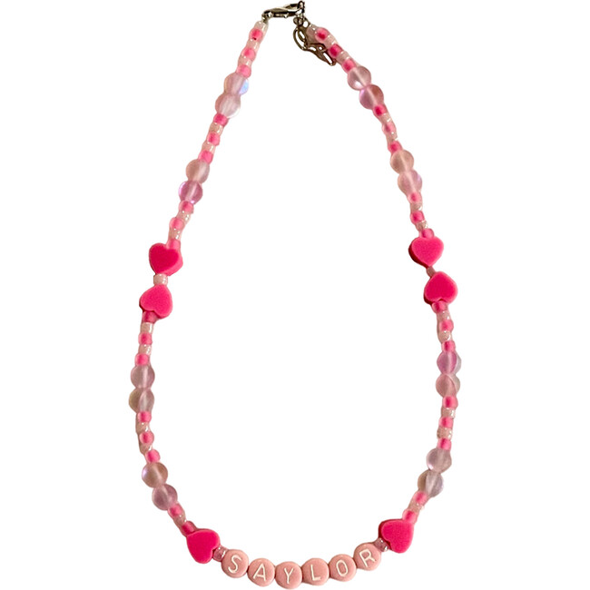 Monogram Heart Necklace, Pink