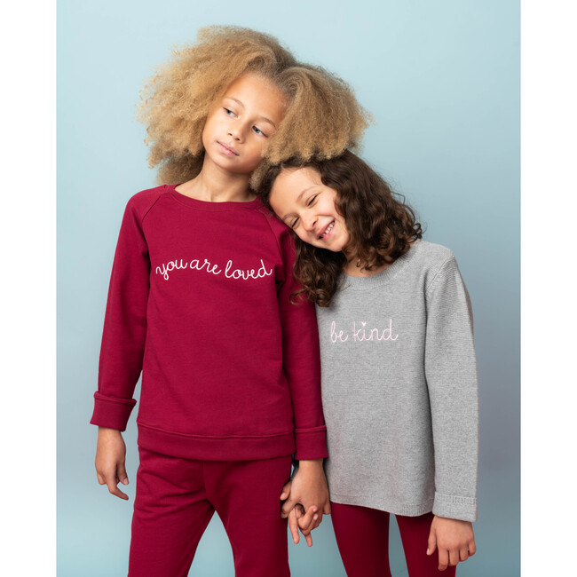 The Organic Pullover Sweatshirt You Are Loved, Cranberry - Sweatshirts - 2