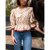 Eloise Blouse, Ivory & Burgundy Floral - Blouses - 3
