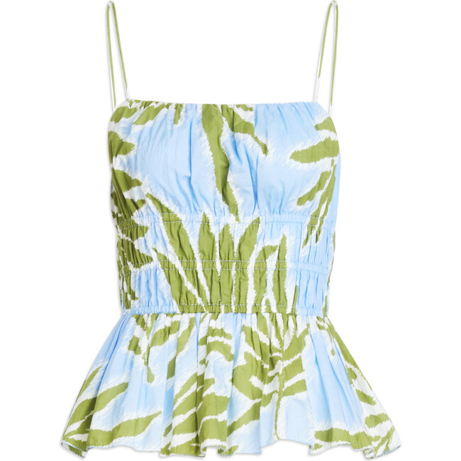 Women's Polina Top With Adjustable Straps, Horizon Blue And Green - Blouses - 1