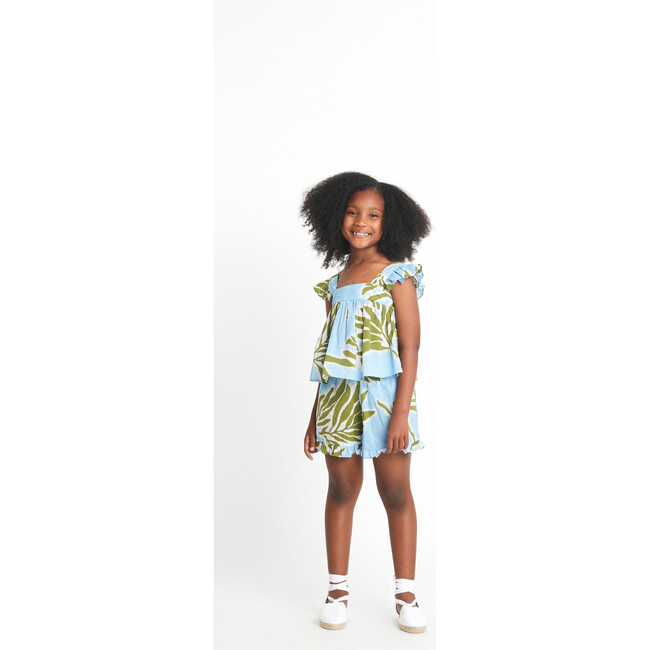 Mini Marley High Waist Shorts, Horizon Blue And Green - Cover-Ups - 2