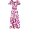 Women's Lonna V-Neck Flutter Sleeves Dress With Front Tie, Boysenberry And Chalk - Dresses - 1 - thumbnail