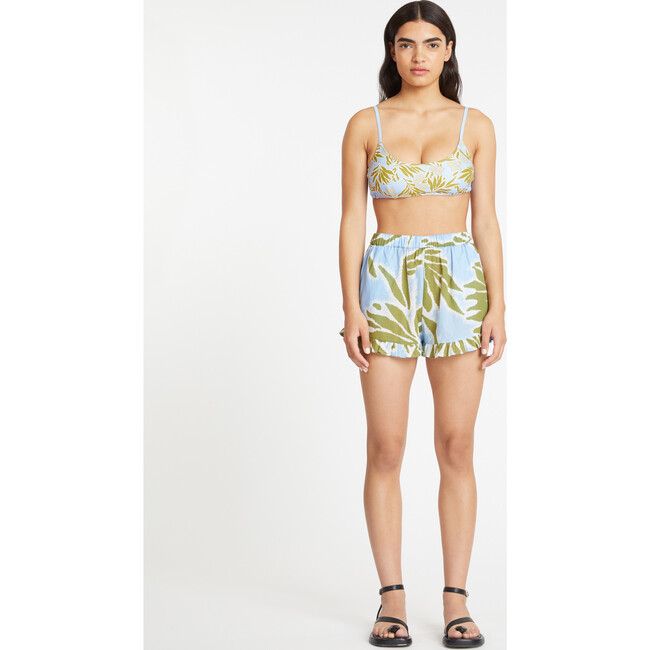 Women's Marley High Waist Shorts, Horizon Blue And Green - Cover-Ups - 2