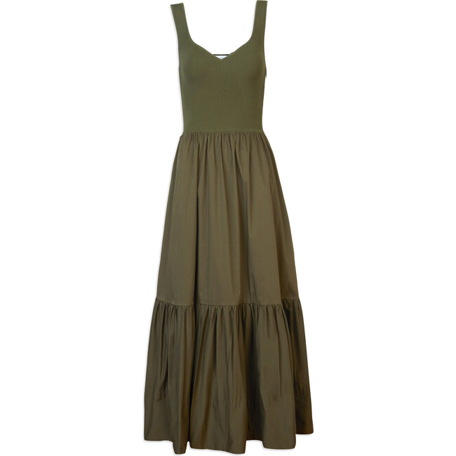 Women's Josephina Knit Bodice Dress, Olive - Dresses - 1