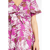 Women's Lonna V-Neck Flutter Sleeves Dress With Front Tie, Boysenberry And Chalk - Dresses - 3