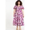 Women's Lonna V-Neck Flutter Sleeves Dress With Front Tie, Boysenberry And Chalk - Dresses - 4
