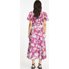 Women's Lonna V-Neck Flutter Sleeves Dress With Front Tie, Boysenberry And Chalk - Dresses - 5