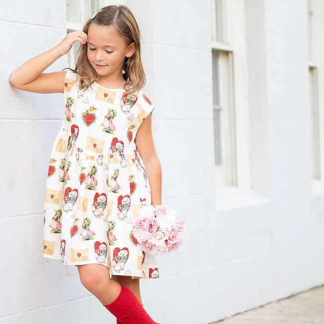 Girls Gracie Dress, Vintage Valentines - Dresses - 3