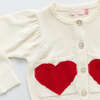Baby Girls Heart Pocket Sweater, Cream - Sweaters - 3