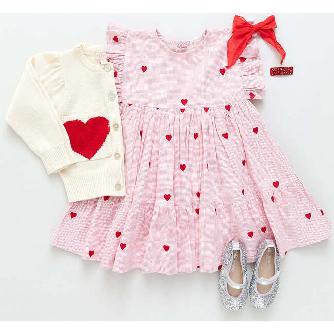 Girls Heart Pocket Sweater, Cream - Sweaters - 5