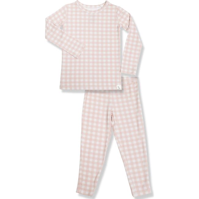 Super Soft Pajama Set, Pink Gingham - Pajamas - 1