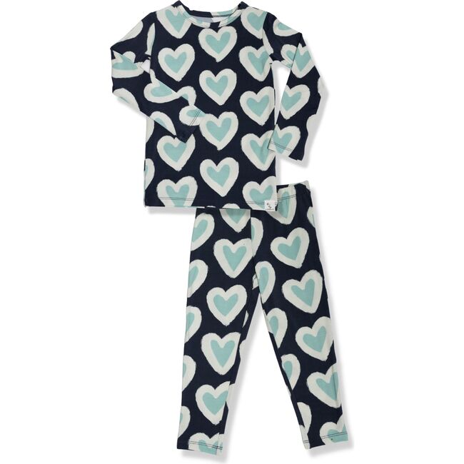 Super Soft Pajama Set, Blue Hearts - Pajamas - 1