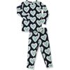 Super Soft Pajama Set, Blue Hearts - Pajamas - 1 - thumbnail