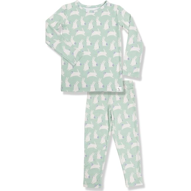 Bunny Super Soft Pajama Set, Mint - Pajamas - 1