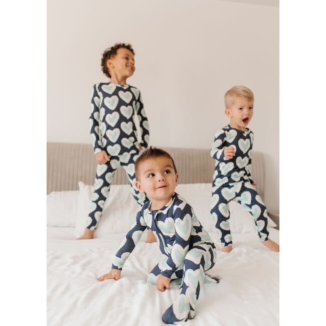 Super Soft Pajama Set, Blue Hearts - Pajamas - 2