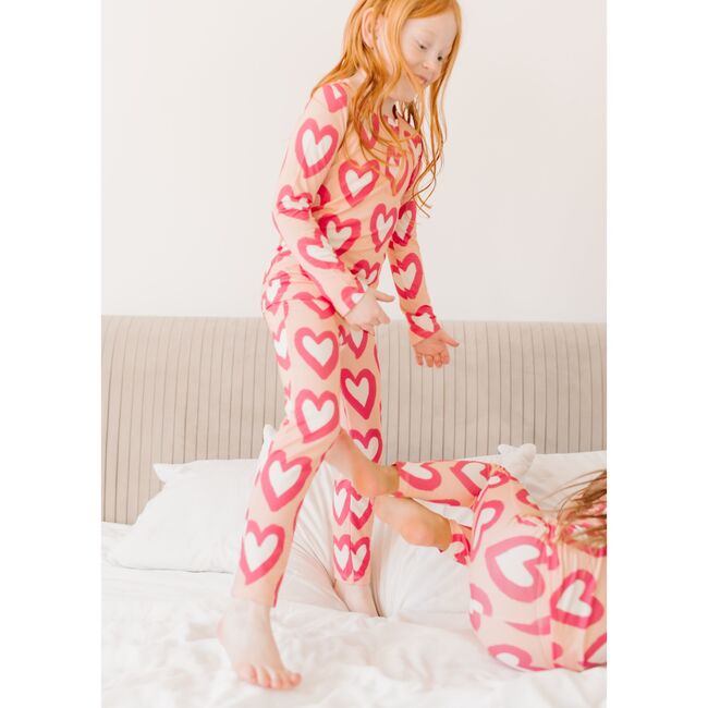 Super Soft Pajama Set, Pink Hearts - Pajamas - 3