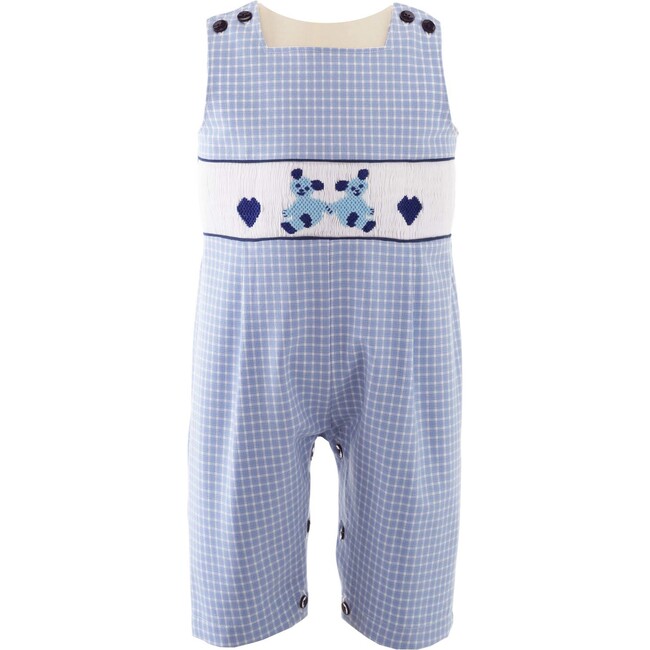 Heart Teddy Smocked Dungarees, Blue
