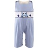 Heart Teddy Smocked Dungarees, Blue - Rompers - 1 - thumbnail