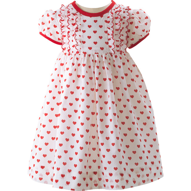 Heart Scalloped Frill Dress & Bloomers, Red