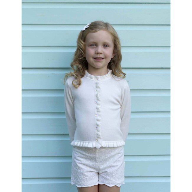 Frill Cardigan, White - Cardigans - 3