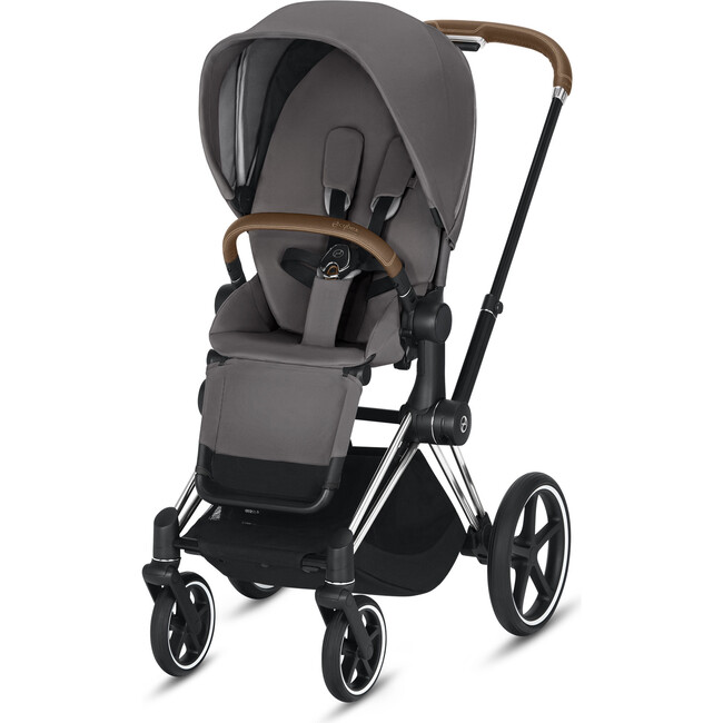 Priam 3 One Box Solution, Chrome/Brown Frame + Manhattan Grey Seat - Single Strollers - 1