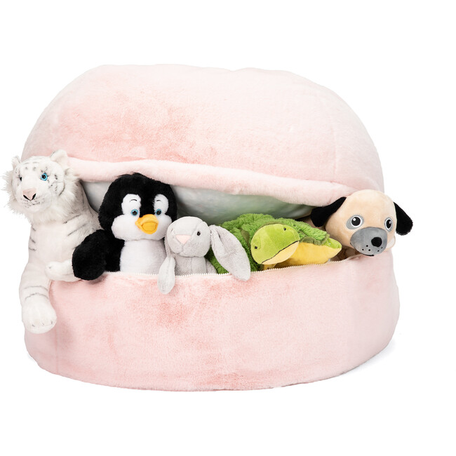 Rabbit Faux Fur Storage Beanbag, Ballet Pink - Kids Seating - 2