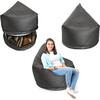 Metallic Cotton Storage Lounger, Charcoal - Kids Seating - 5