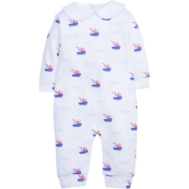 Boy Printed Playsuit, Tugboat Hearts - Pajamas - 1
