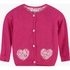 Little Liberty Print Phoebe Heart Cardigan, Bright Pink - Cardigans - 1 - thumbnail