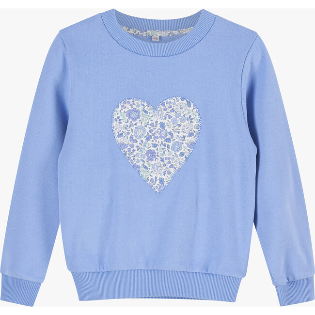 Little Liberty Print Danjo Heart Sweatshirt, Blue and Floral