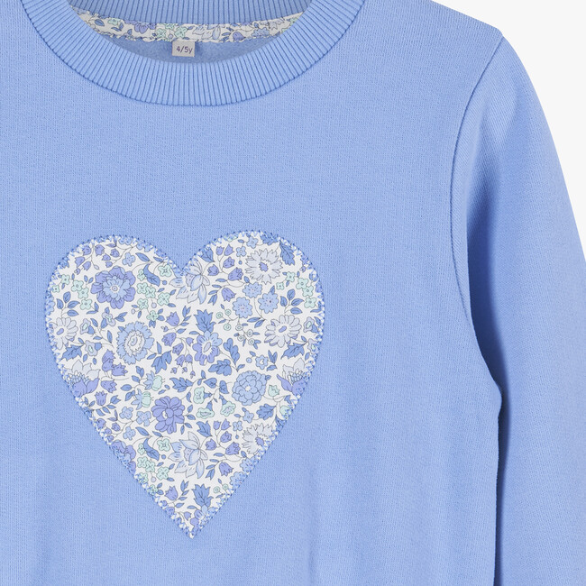 Little Liberty Print Danjo Heart Sweatshirt, Blue and Floral - Sweatshirts - 3