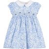 Little Rosie Smocked Dress, Pale Blue Rose - Dresses - 1 - thumbnail