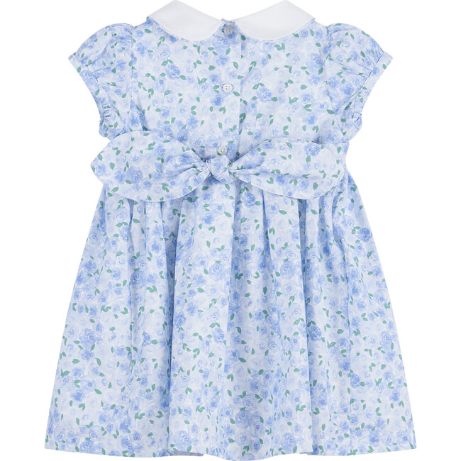 Little Rosie Smocked Dress, Pale Blue Rose - Dresses - 2