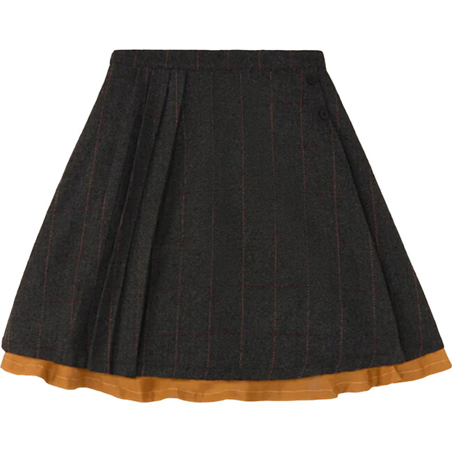 Pleated Midi Skirt, Grey Plaid - Skirts - 1
