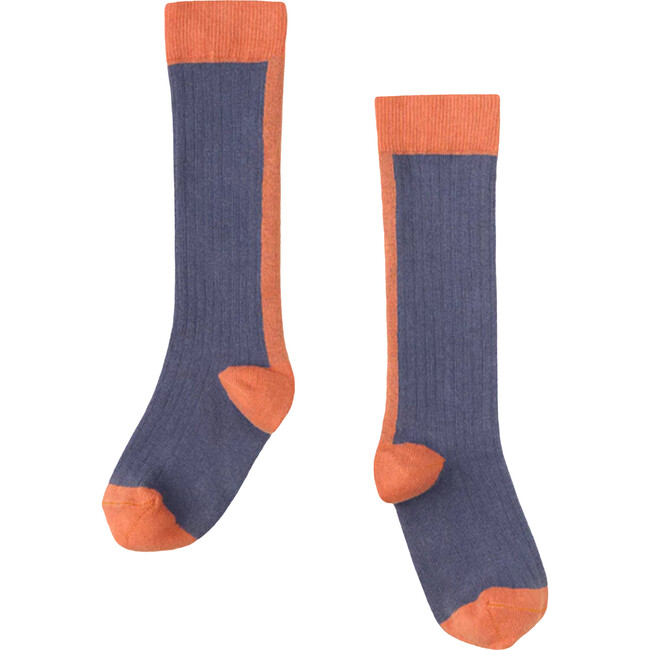 Colorblock Knee Socks, Folkstone Grey