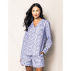 Women's Long Sleeve Short Set, Fleur D'Azur - Pajamas - 2 - thumbnail