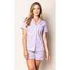 Women's Short Set, Lavender French Ticking - Pajamas - 2