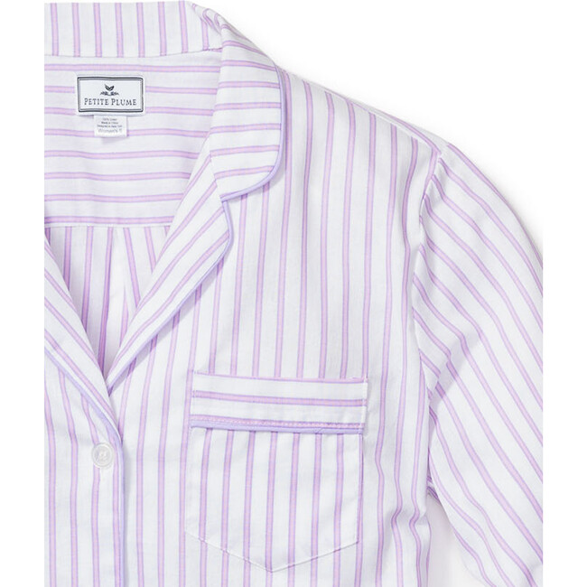 Women's Pajama Set, Lavender French Ticking - Pajamas - 4