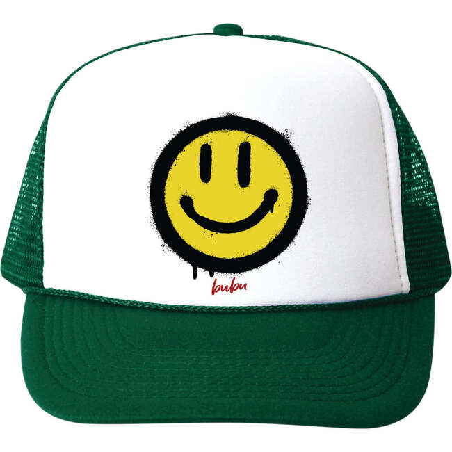 Smiley Face Cap, Green - Hats - 1