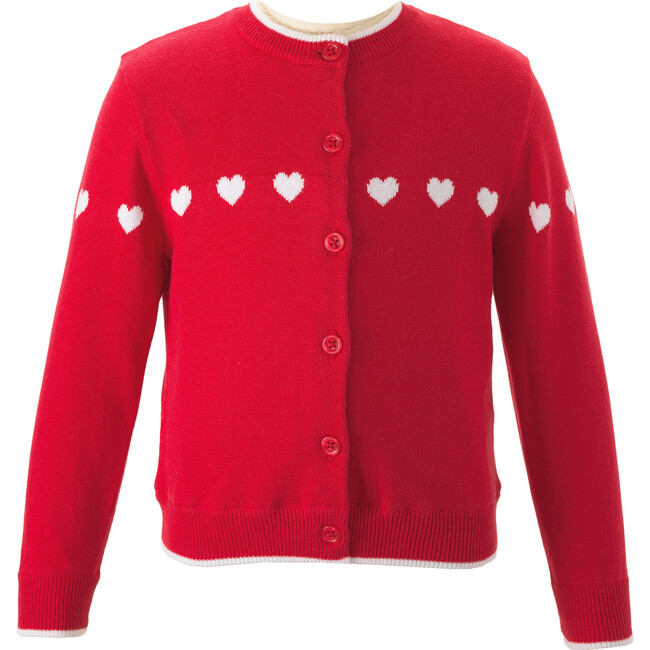 Heart Cardigan, Red - Rachel Riley Sweaters | Maisonette