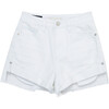 Tacked Cuffs Shorts, White - Shorts - 1 - thumbnail