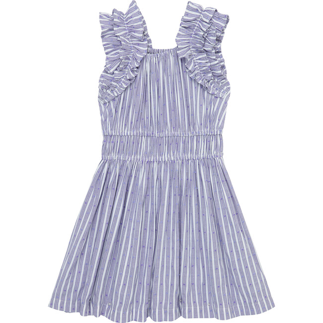 Swiss Dot Ruffle Dress, Purple - Dresses - 1