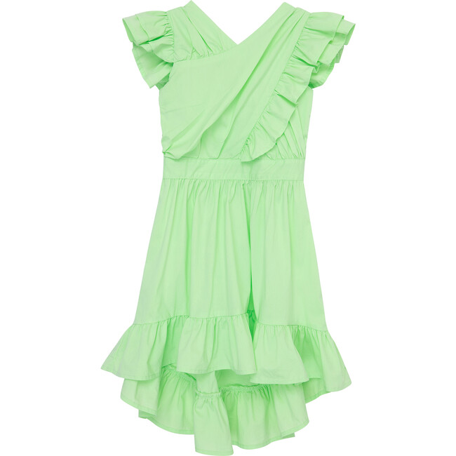 Wrap High-Low Dress, Green - Dresses - 1