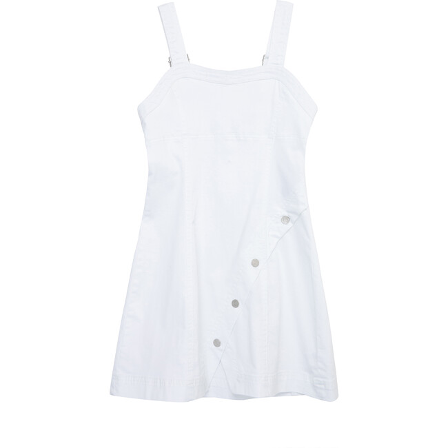 Twill Jumper Dress, White - Dresses - 1