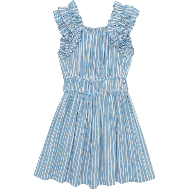Swiss Dot Ruffle Dress, Blue - Habitual Dresses | Maisonette